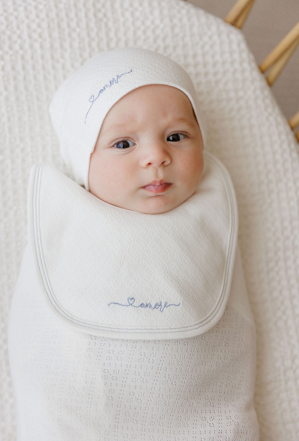 Organic Cotton Amore Pointelle Collection - Footie + Beanie