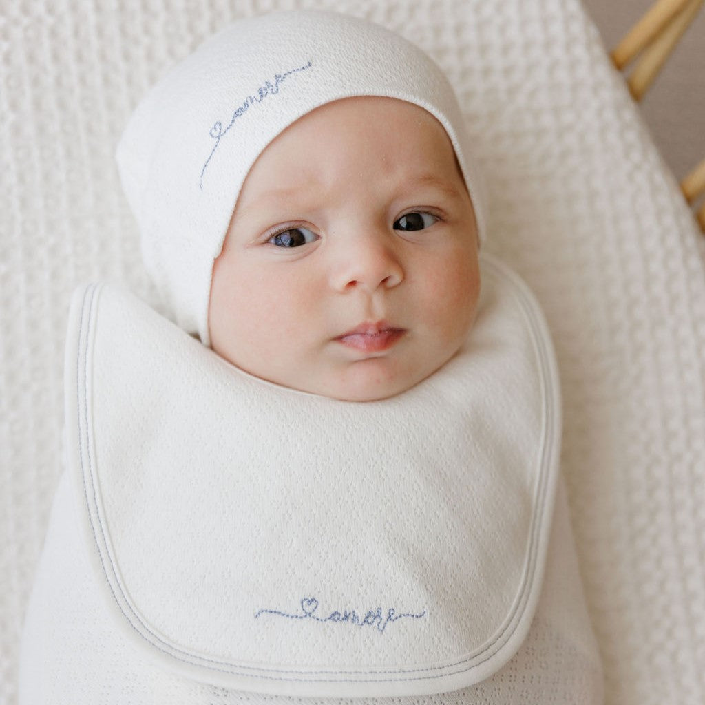 Organic Cotton Amore Pointelle Collection - Footie + Beanie