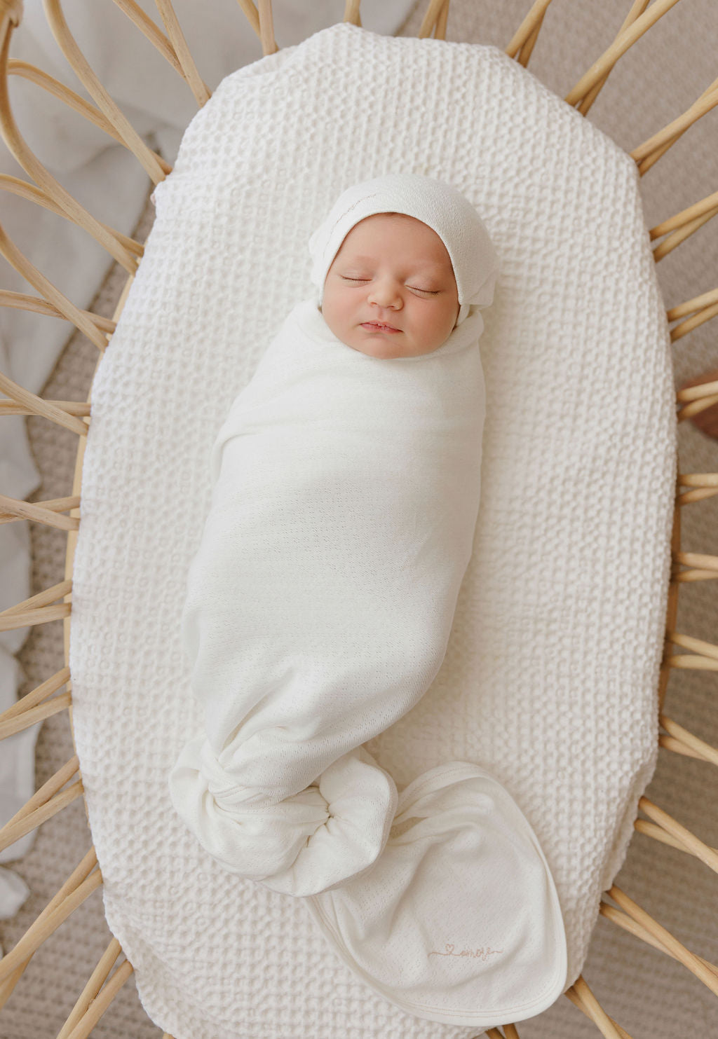 Organic Cotton Amore Pointelle Collection - Footie + Beanie