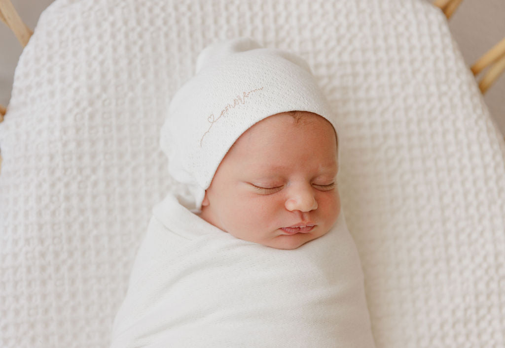 Organic Cotton Amore Pointelle Collection - Footie + Beanie
