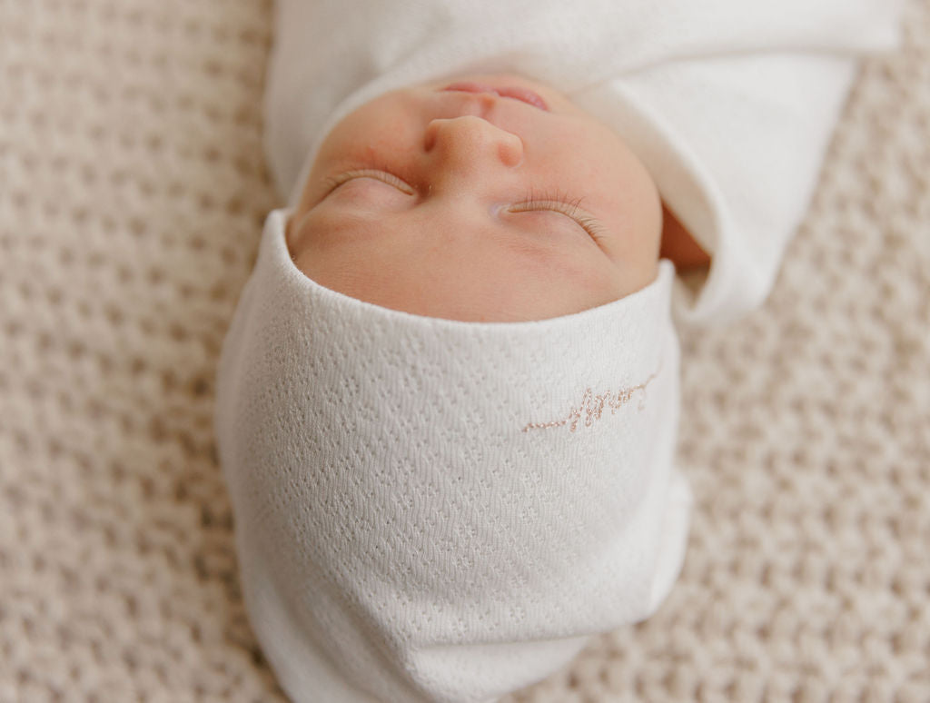 Organic Cotton Amore Pointelle Collection - Footie + Beanie