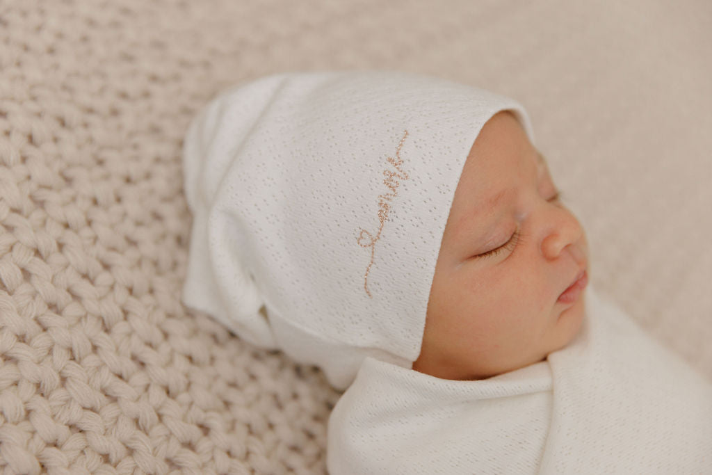 Organic Cotton Amore Pointelle Collection - Footie + Beanie