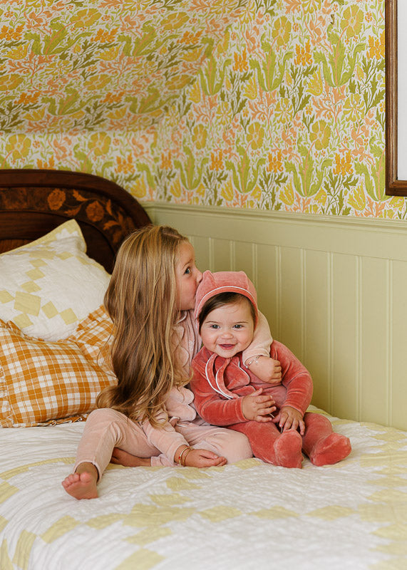 Velour Embroidered Bird &amp; Butterfly Collection - Footie
