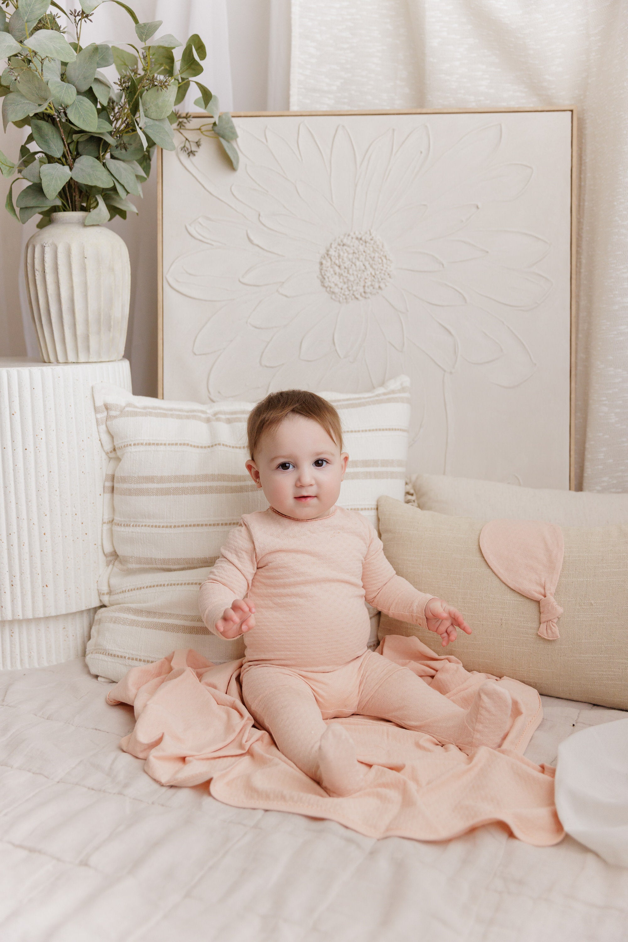 Heart and Star Button Pointelle Collection - Blanket