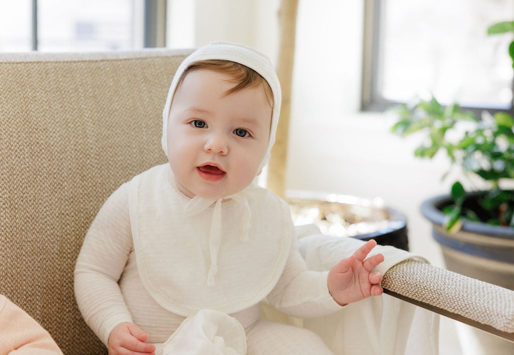 Heart and Star Button Pointelle Collection - Bib