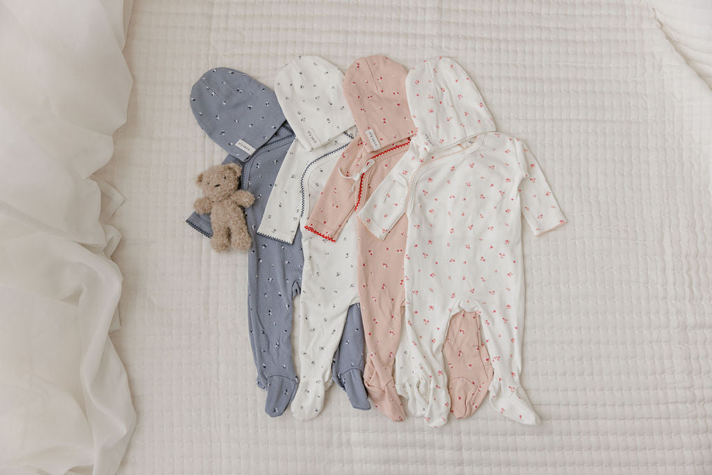 Organic Cotton Cluster Flower &amp; Leaf  Collection - Footie