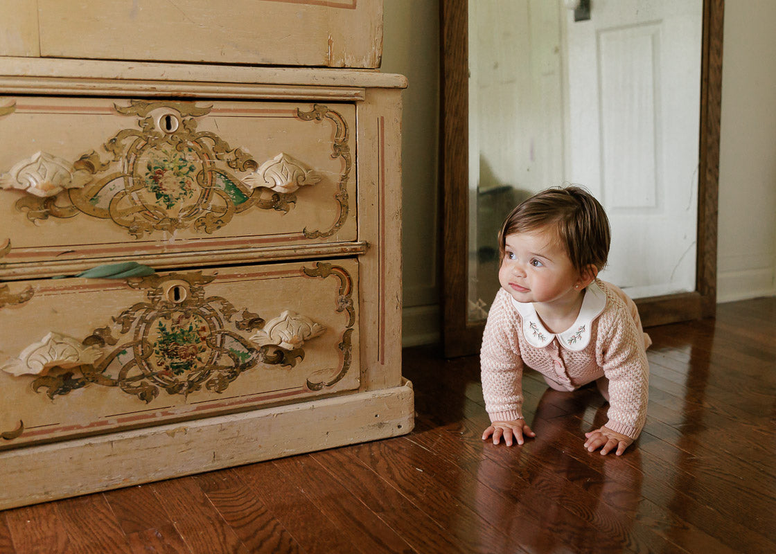 Organic Wide Rib Embroidered Scallop Collar Collection - Footie