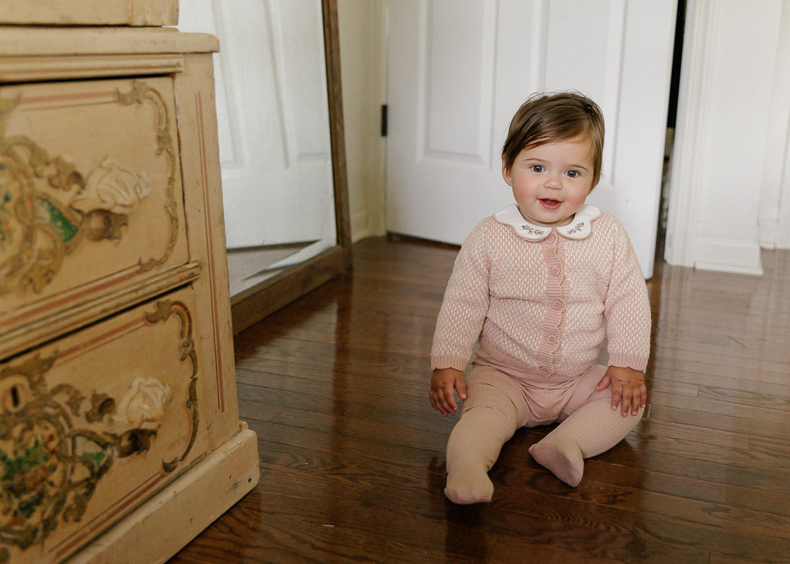 Organic Wide Rib Embroidered Scallop Collar Collection - Footie