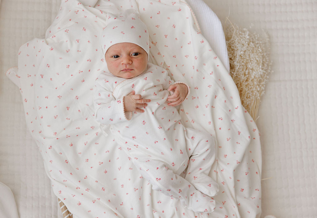 Organic Cotton Cluster Flower &amp; Leaf  Collection - Footie