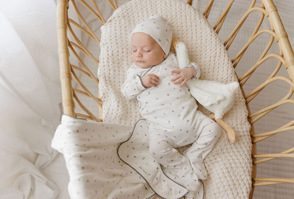Organic Cotton Cluster Flower &amp; Leaf  Collection - Footie