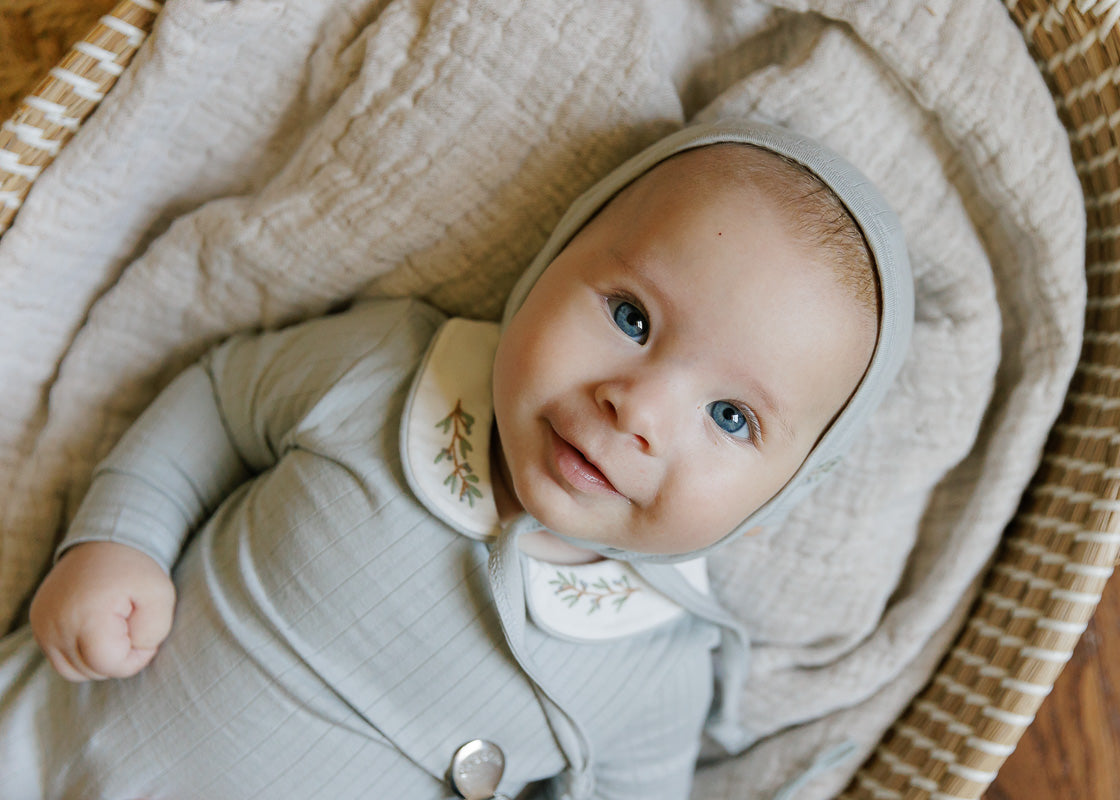 Organic Wide Rib Embroidered Scallop Collar Collection - Footie