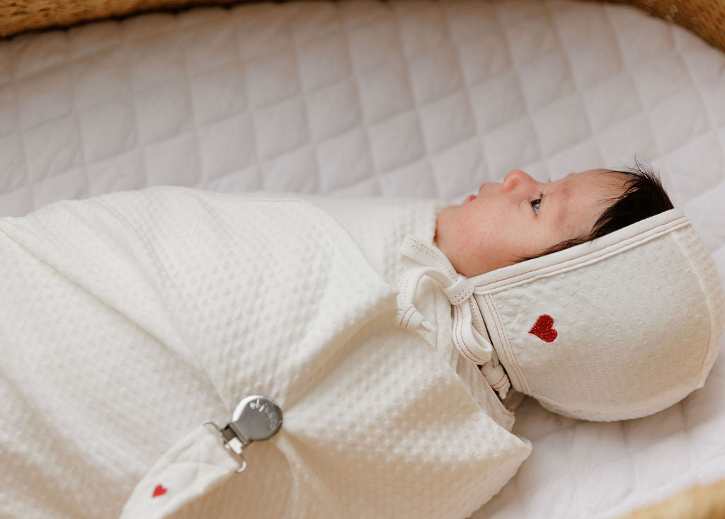 Cotton - Embroidered Heart and Star Collection - Bonnet