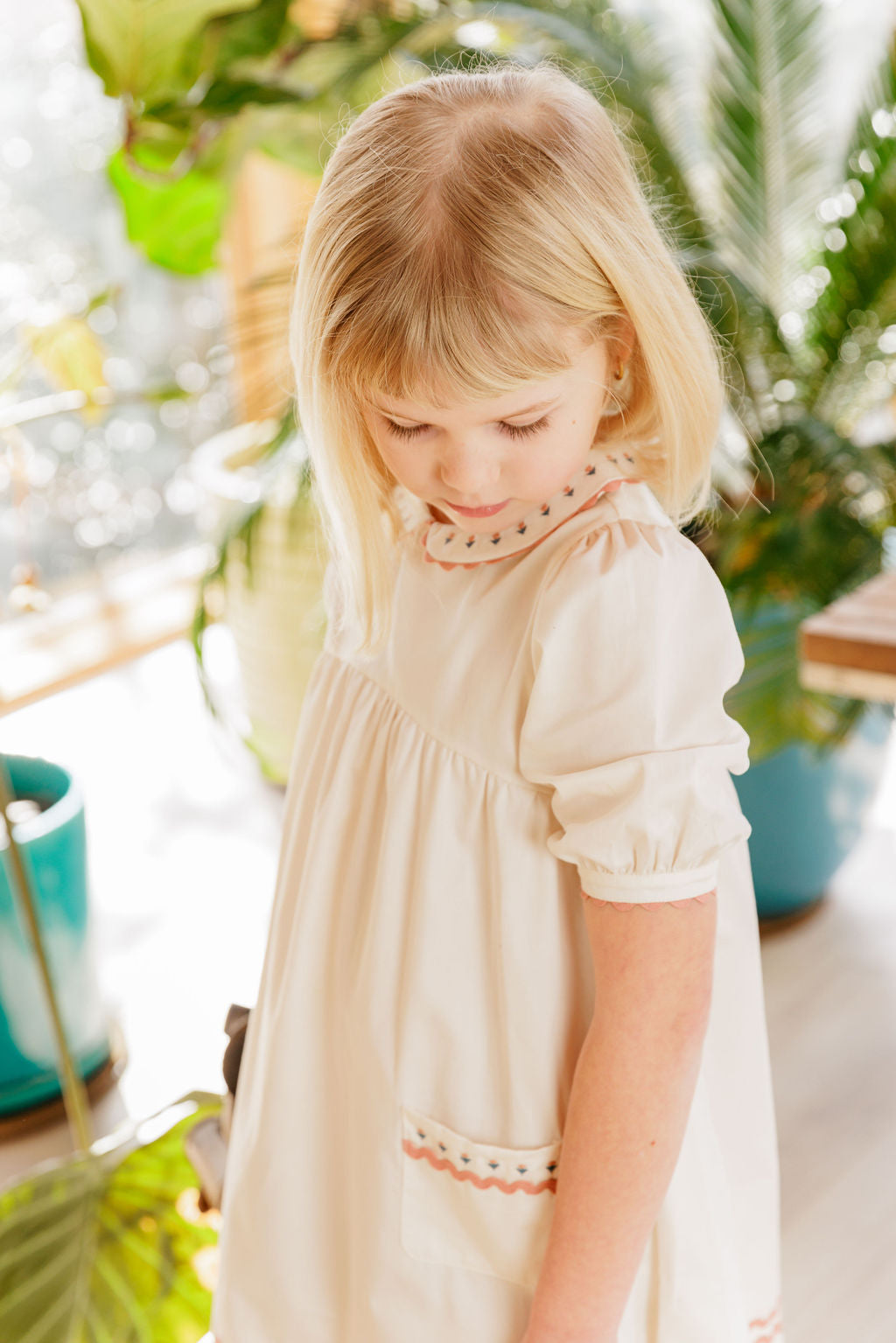 Tulip Collar 3/4 Sleeve Linen Dress – Wave Collection