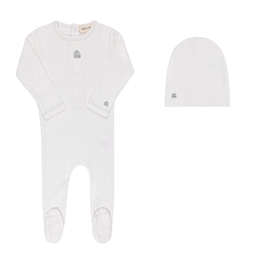 Squiggle Pointelle Collection - Footie + Beanie