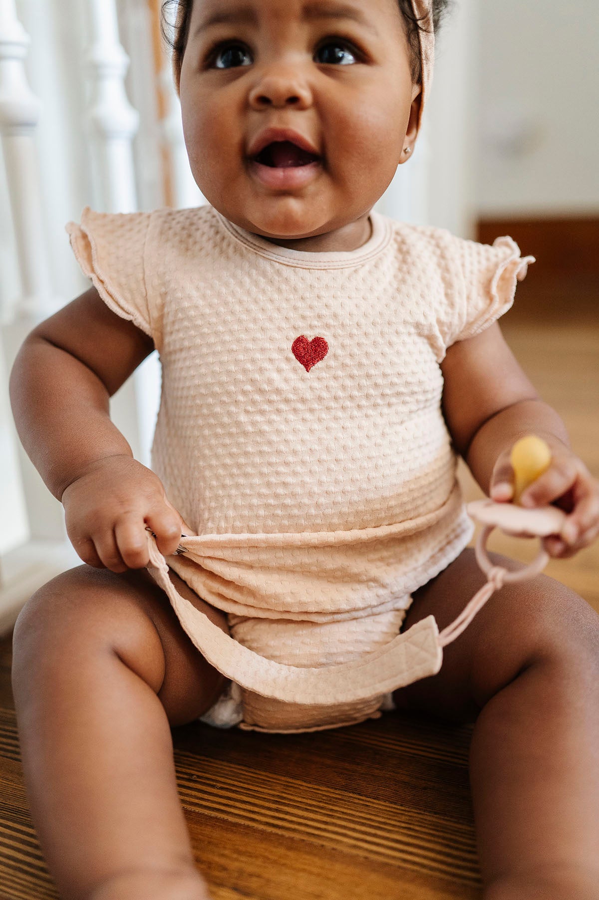 Cotton - Embroidered Heart and Star Collection-Paci Clip