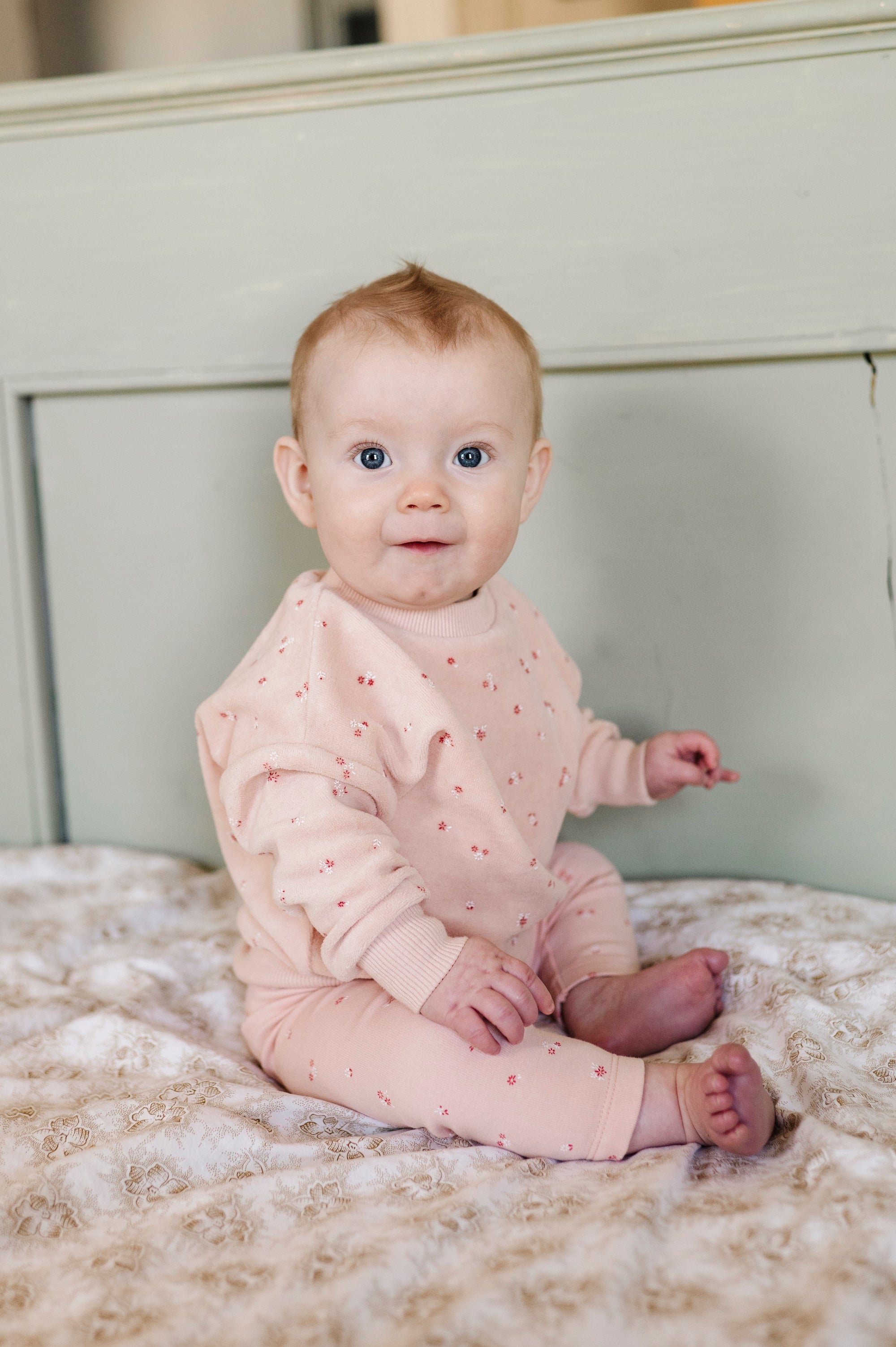 Velour Cluster Flower &amp; Leaf Collection - Velour Top and cotton Legging Lounge Set