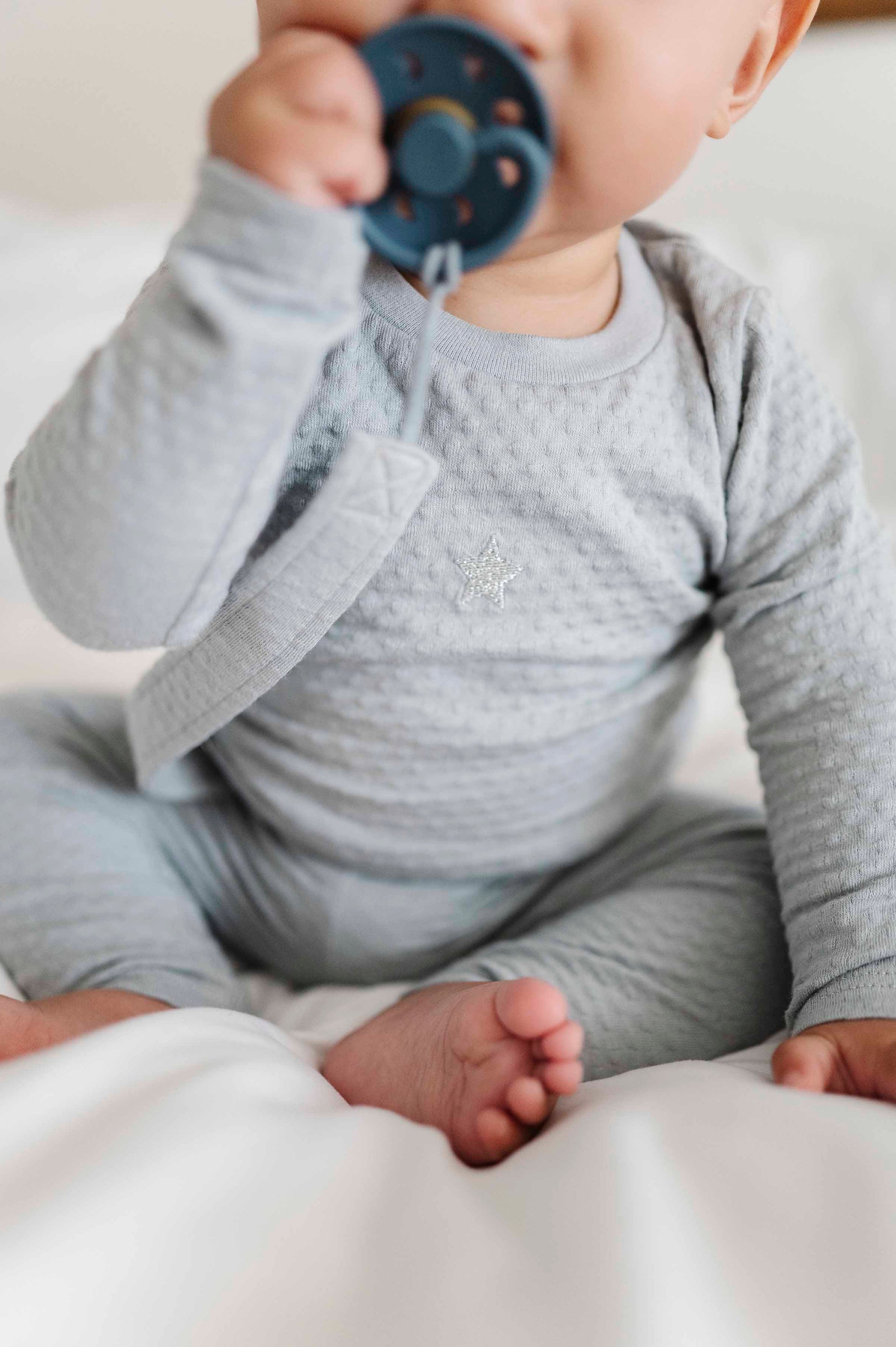 Cotton - Embroidered Heart and Star Collection-Paci Clip