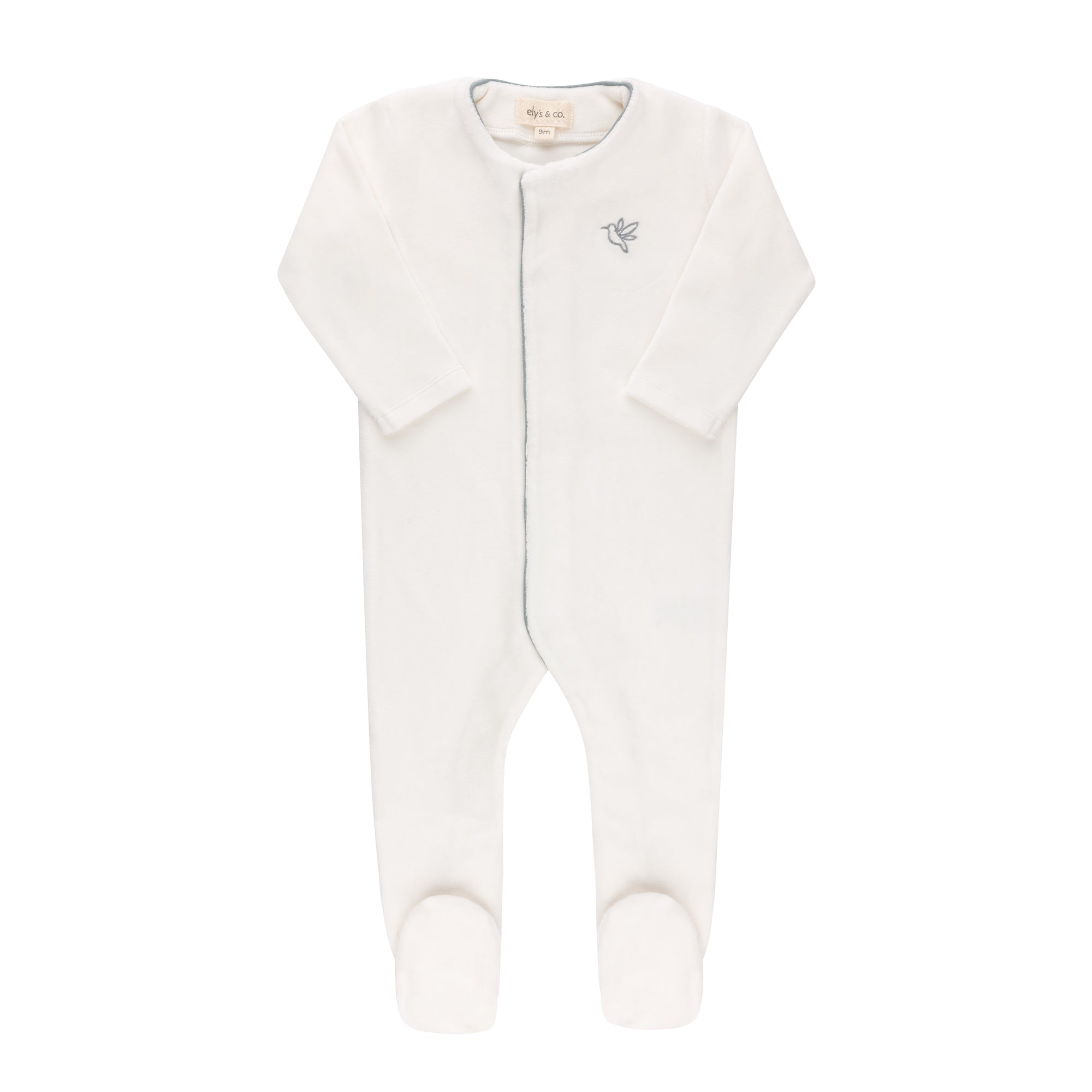 Velour Embroidered Bird &amp; Butterfly Collection - Footie