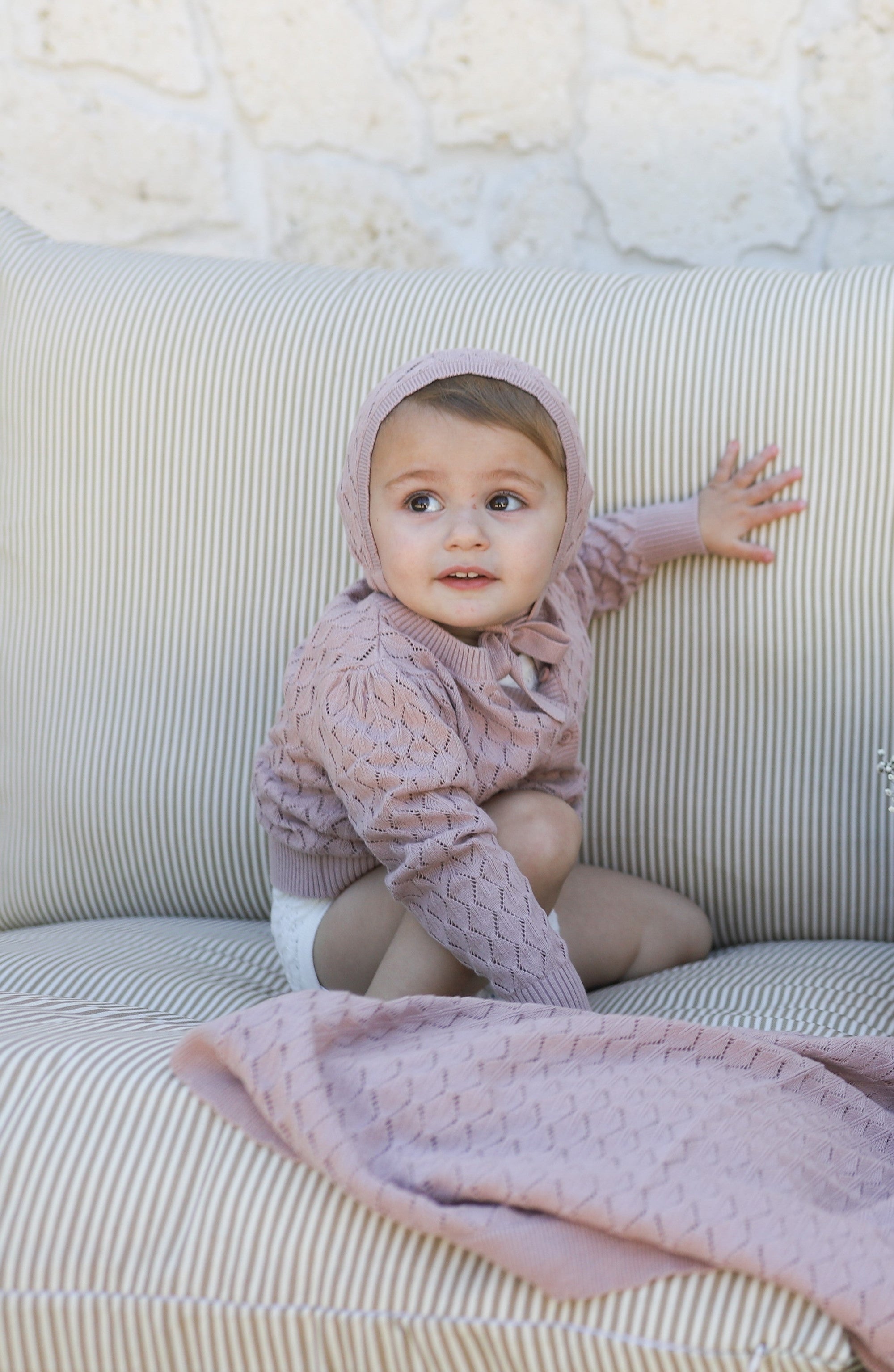 Stitch  Collection -  Diamond Pointelle Knit Blanket