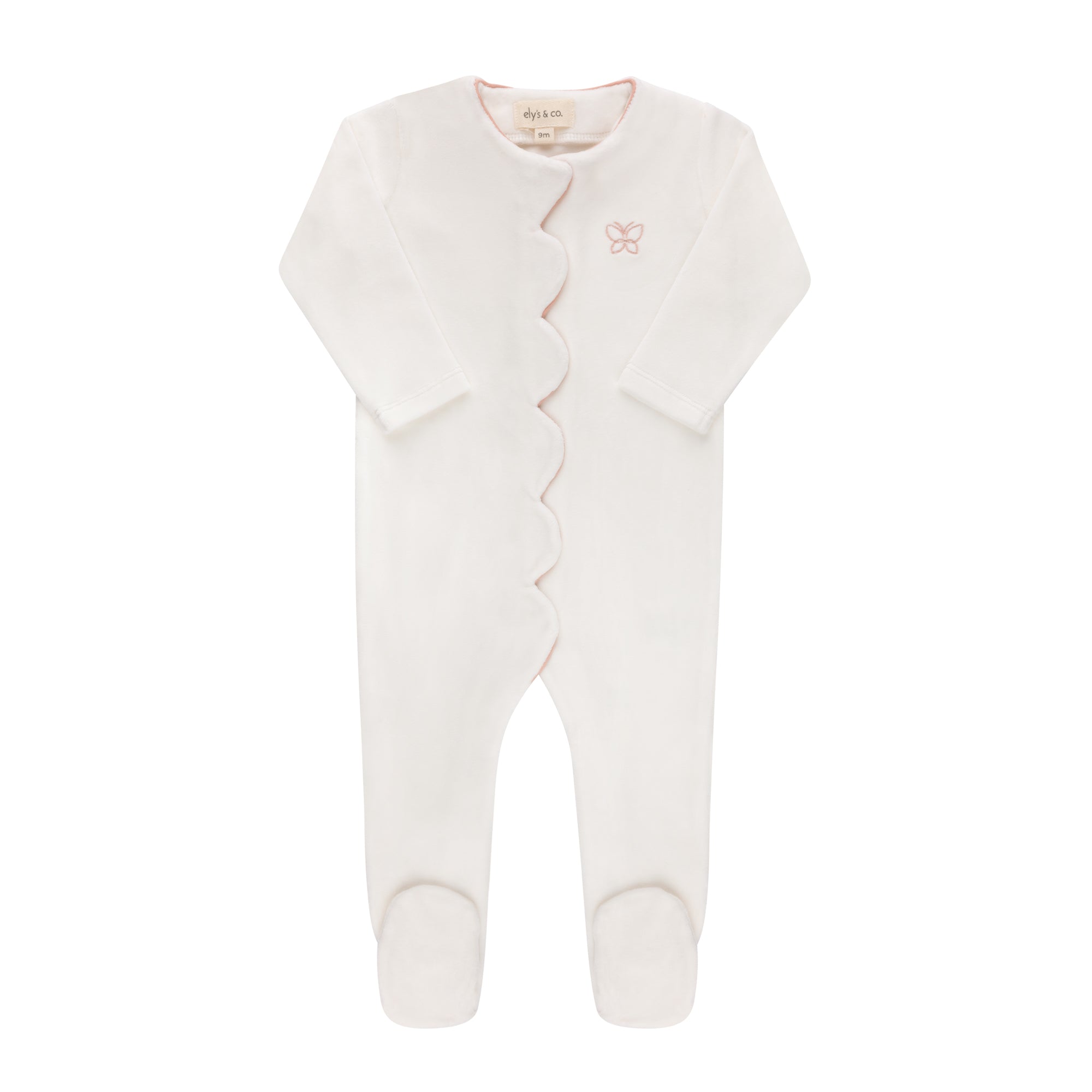 Velour Embroidered Bird &amp; Butterfly Collection - Footie