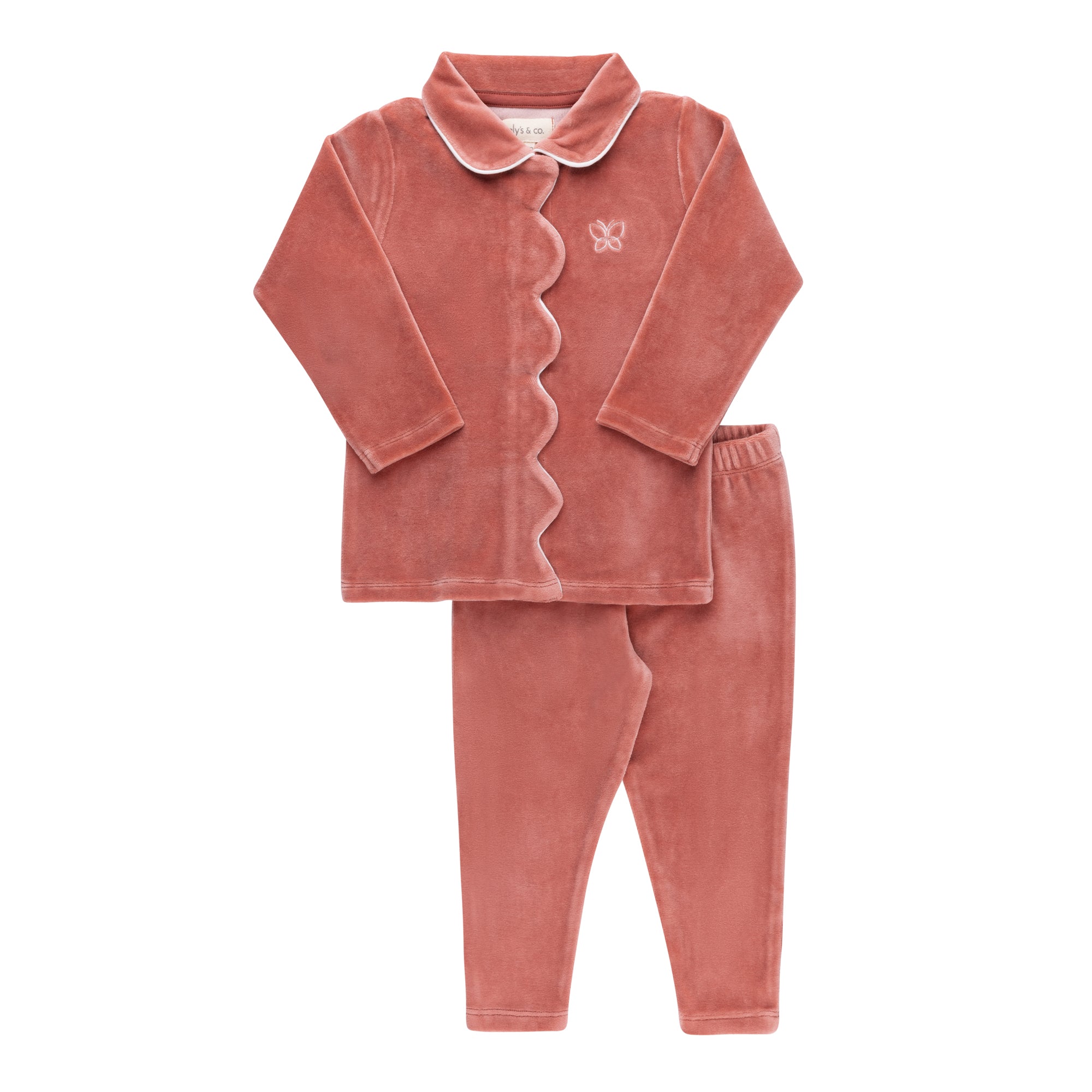 Velour Embroidered Bird &amp; Butterfly Collection- Lounge Set