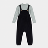 Boys Overalls + Blue Bodysuit - Floral Dot