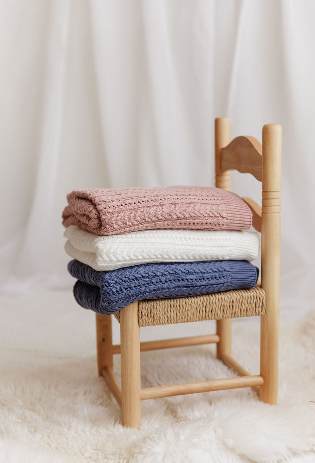 Cable Pointelle Flat Collection - Blanket