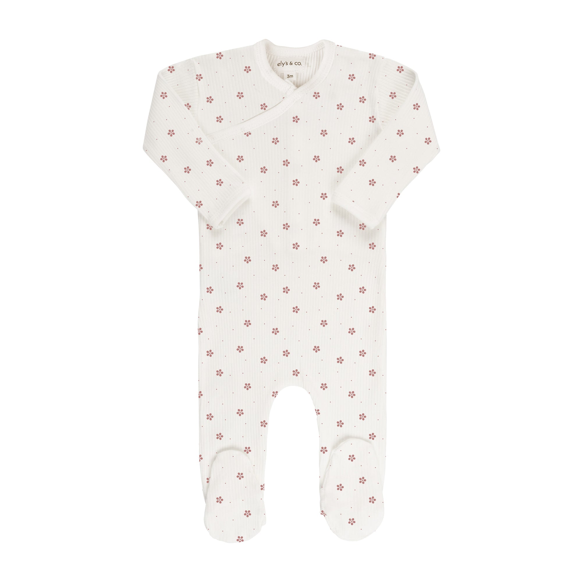Floral Pink Dot Zipper Footie