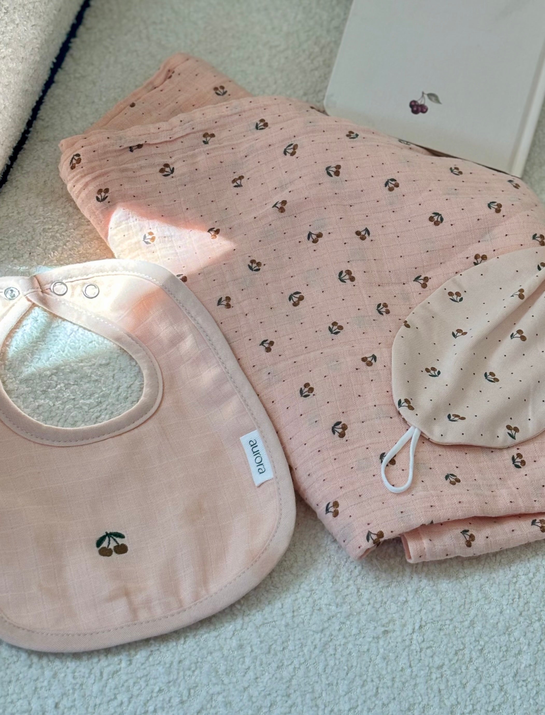 100% cotton Muslin Swaddles - Cherry Print Collection
