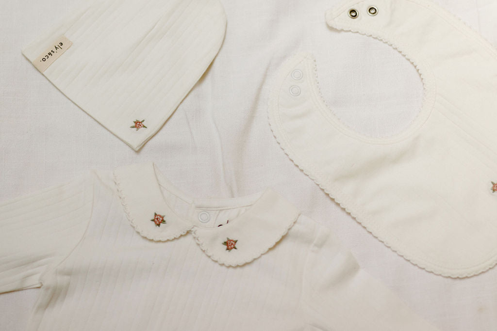 Wide Rib Cotton -  Rosebud Collection - Bib