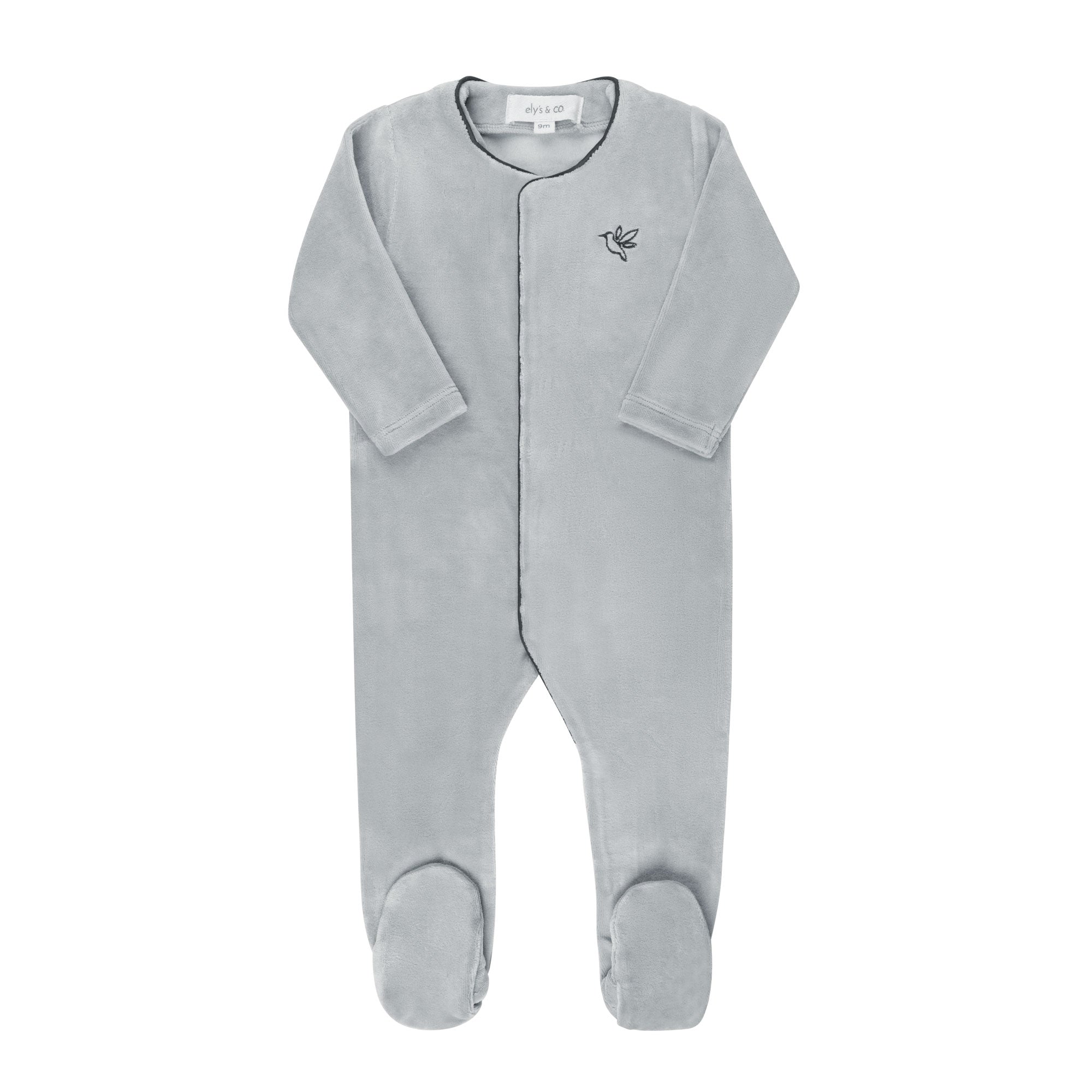 Velour Embroidered Bird &amp; Butterfly Collection - Footie