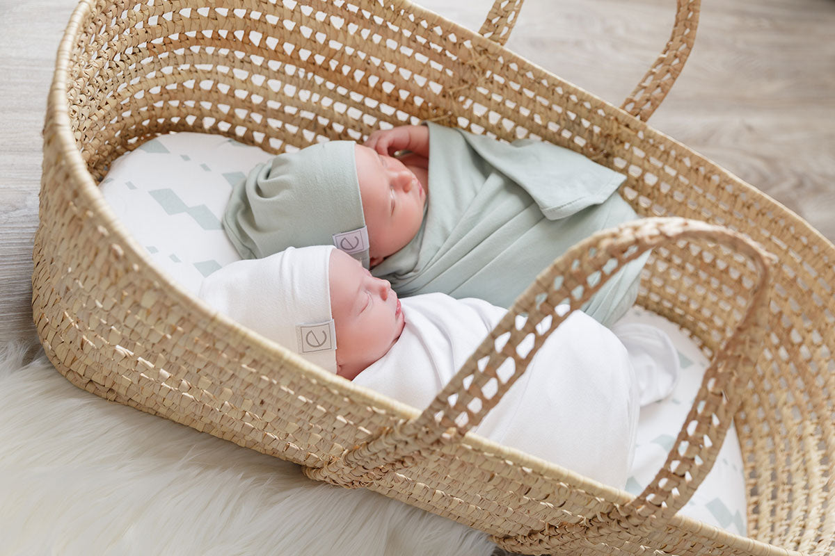 Jersey Knit Cotton Swaddle Blanket and Beanie Gift Set