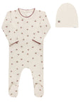 Modal Cherry Print Collection Footie + Beanie