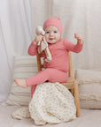 Pink Ribbed Cardigan Set