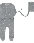 Velour Leaf Pattern Collection - Footie + Bonnet