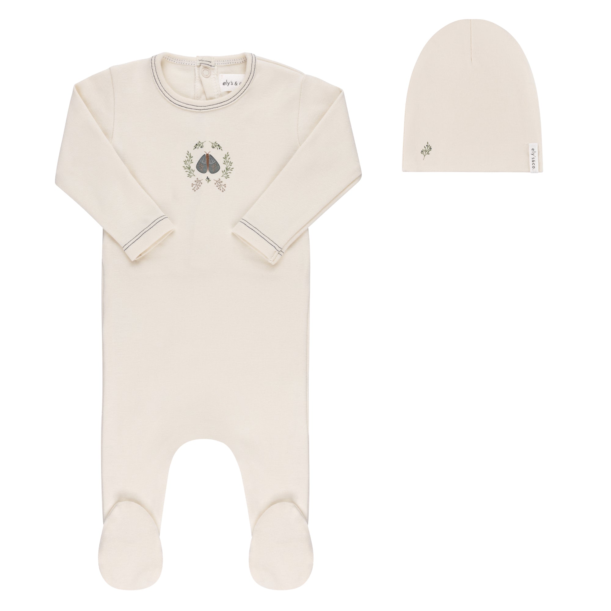 Garden Floral Center Collection - Footie + Beanie