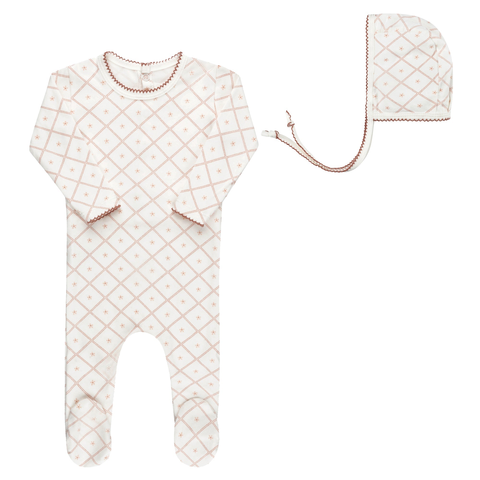 Diamond Print Collection - Footie + Bonnet