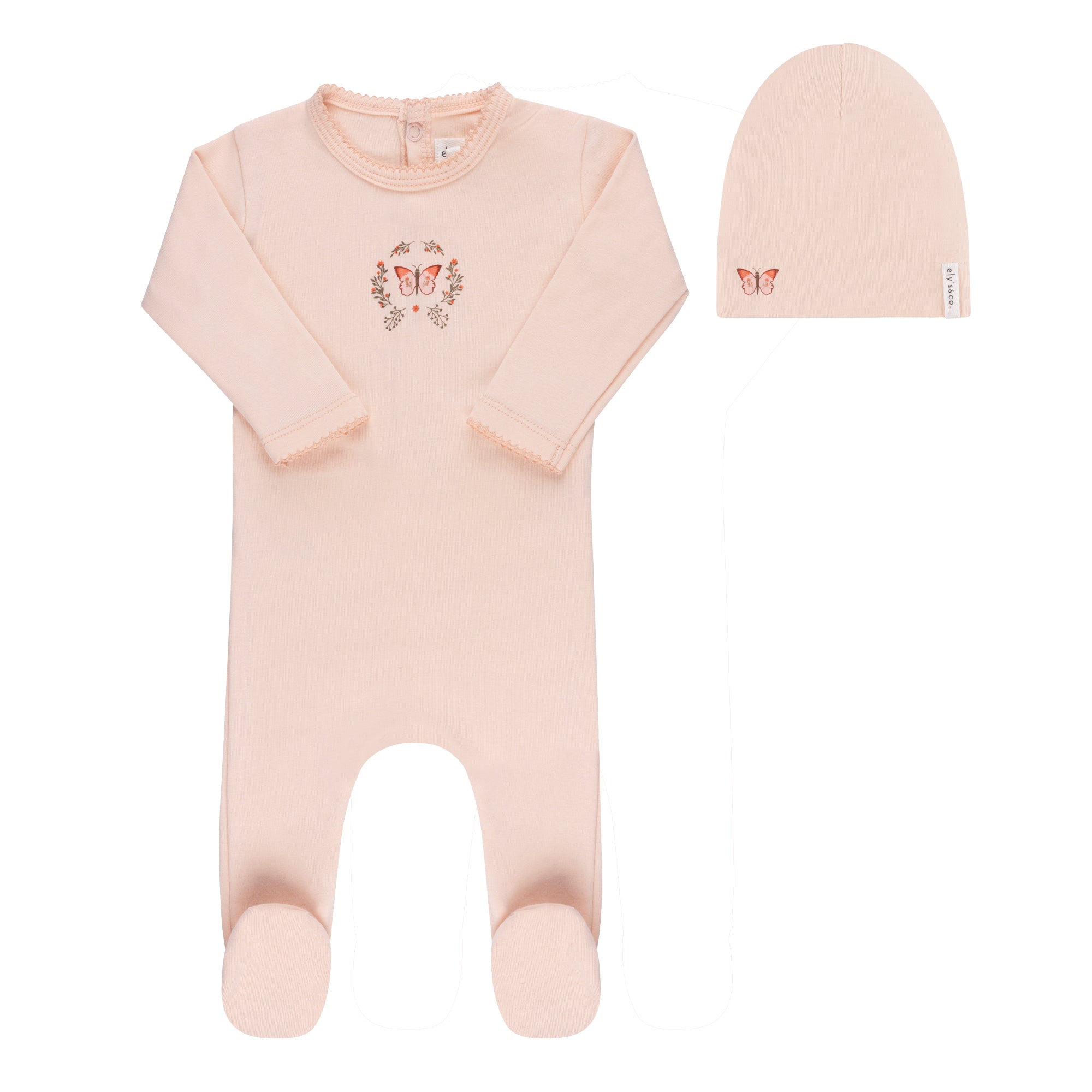 Garden Floral Center Collection - Footie + Beanie