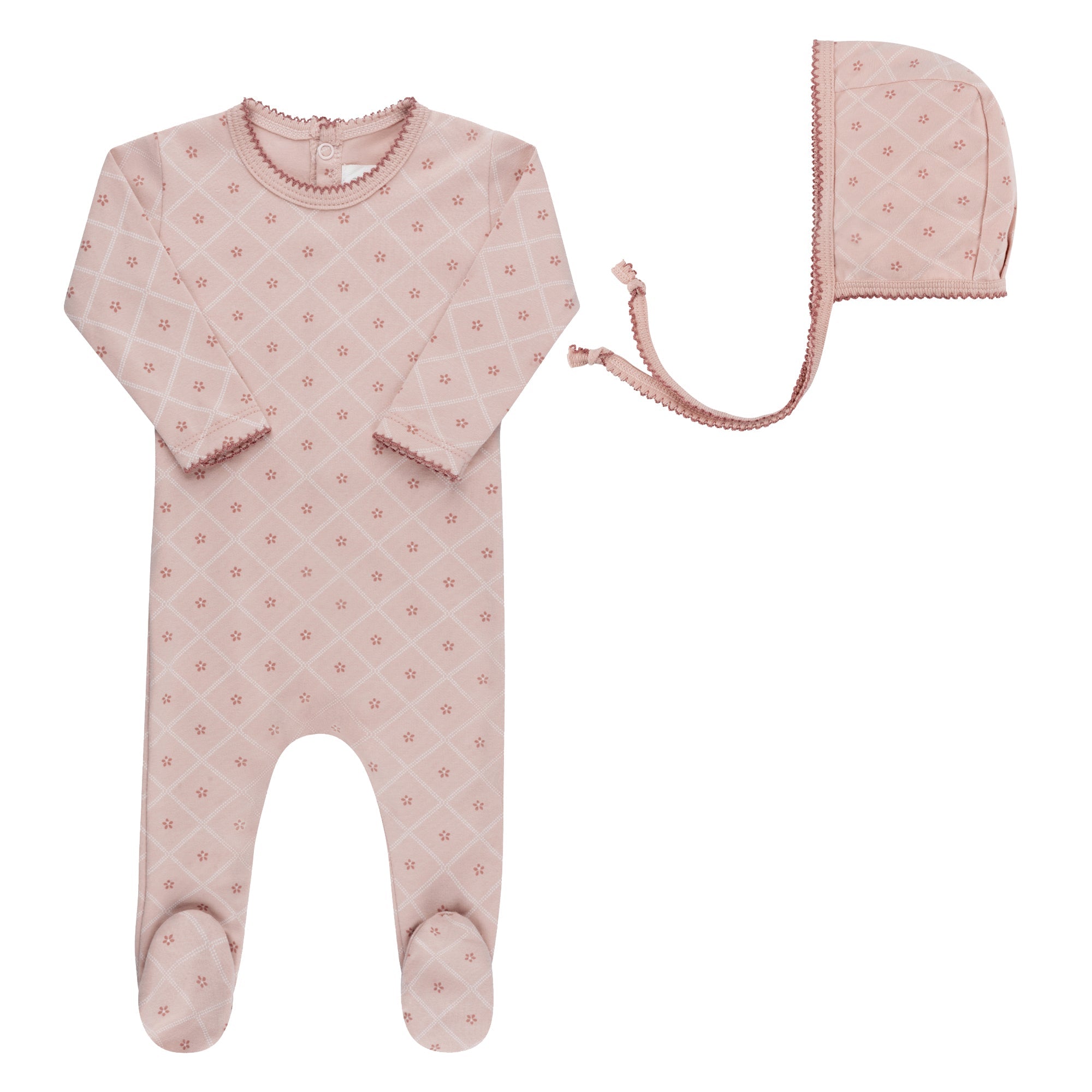 Diamond Print Collection - Footie + Bonnet