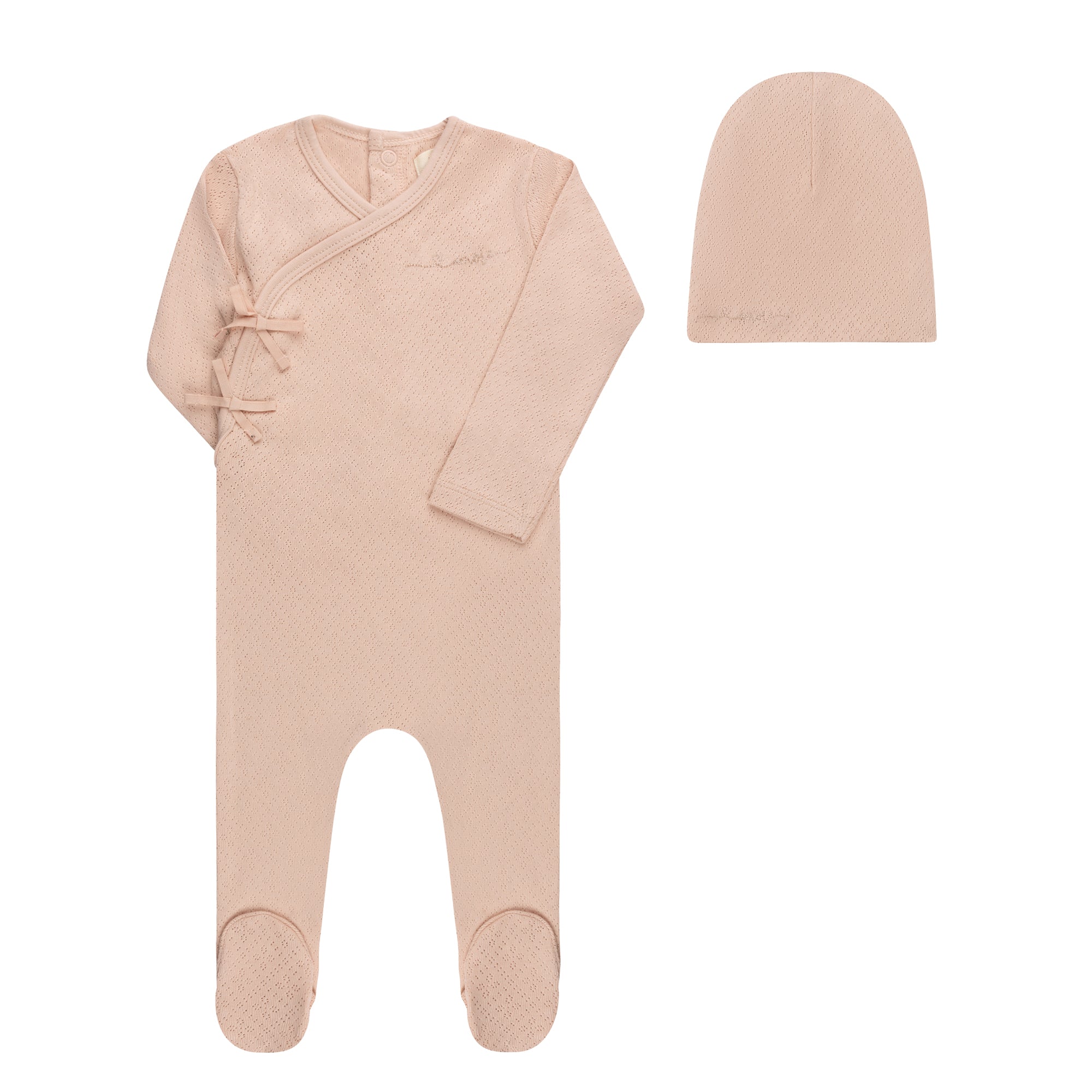 Organic Cotton Amore Pointelle Collection - Footie + Beanie