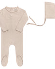 Heart and Star Button Pointelle Collection - Footie + Bonnet