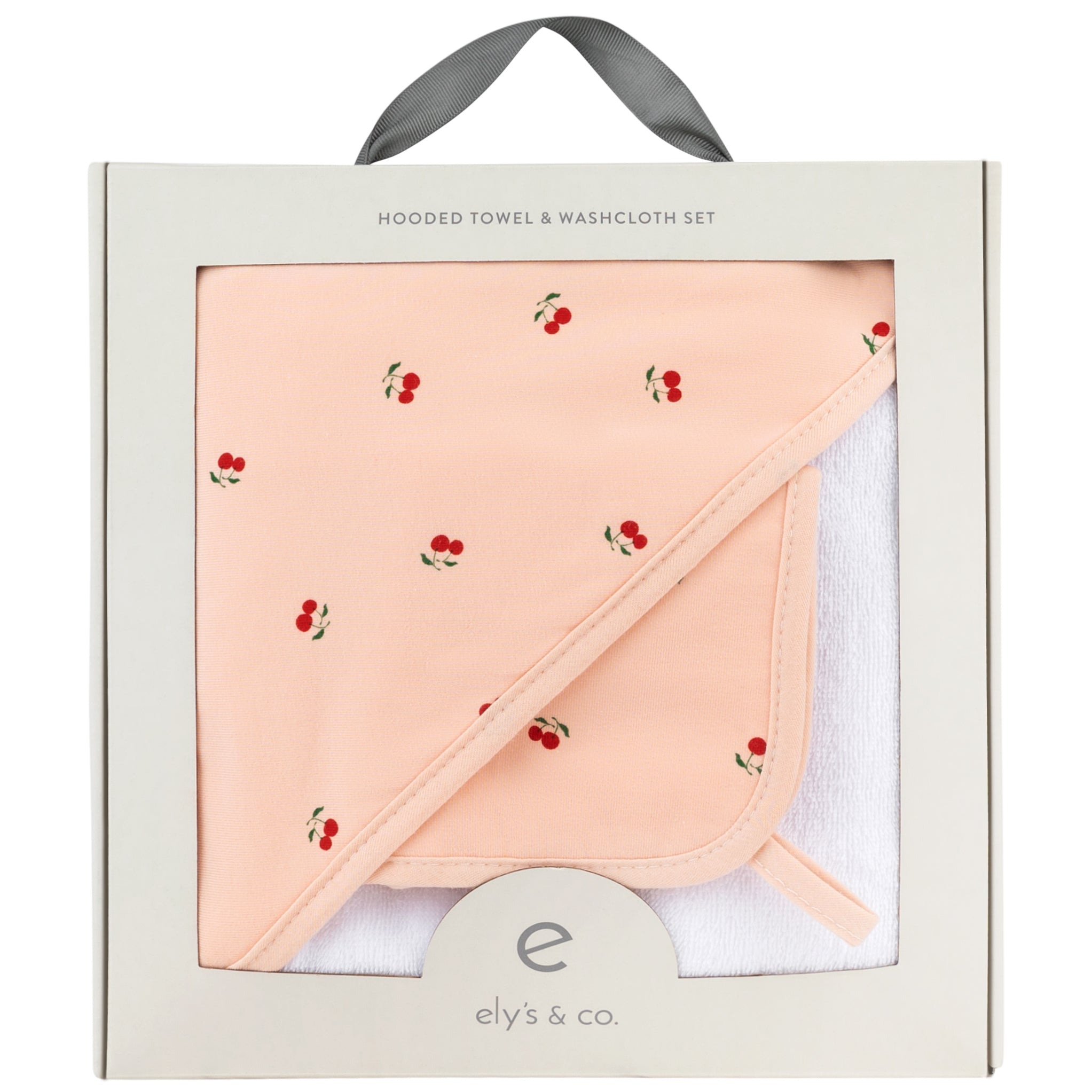 Pink Cherries Hooded Towel &amp; Washcloth