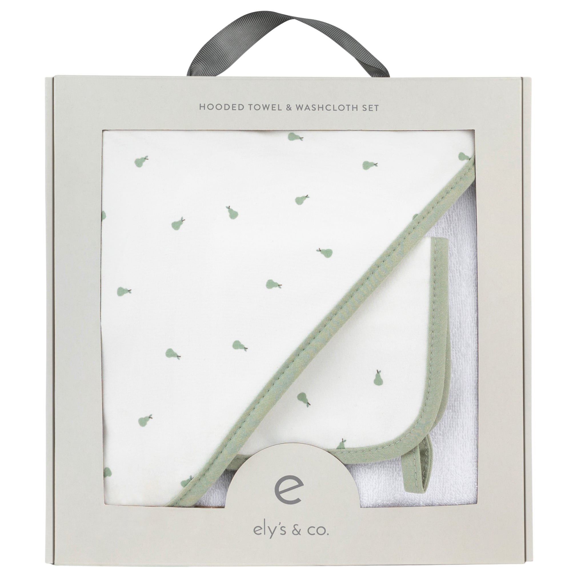 Sage Pears Hooded Towel &amp; Washcloth