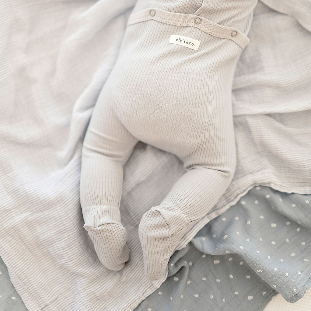 2 Pack Cotton Muslin Swaddle Blanket - Blue Leaf