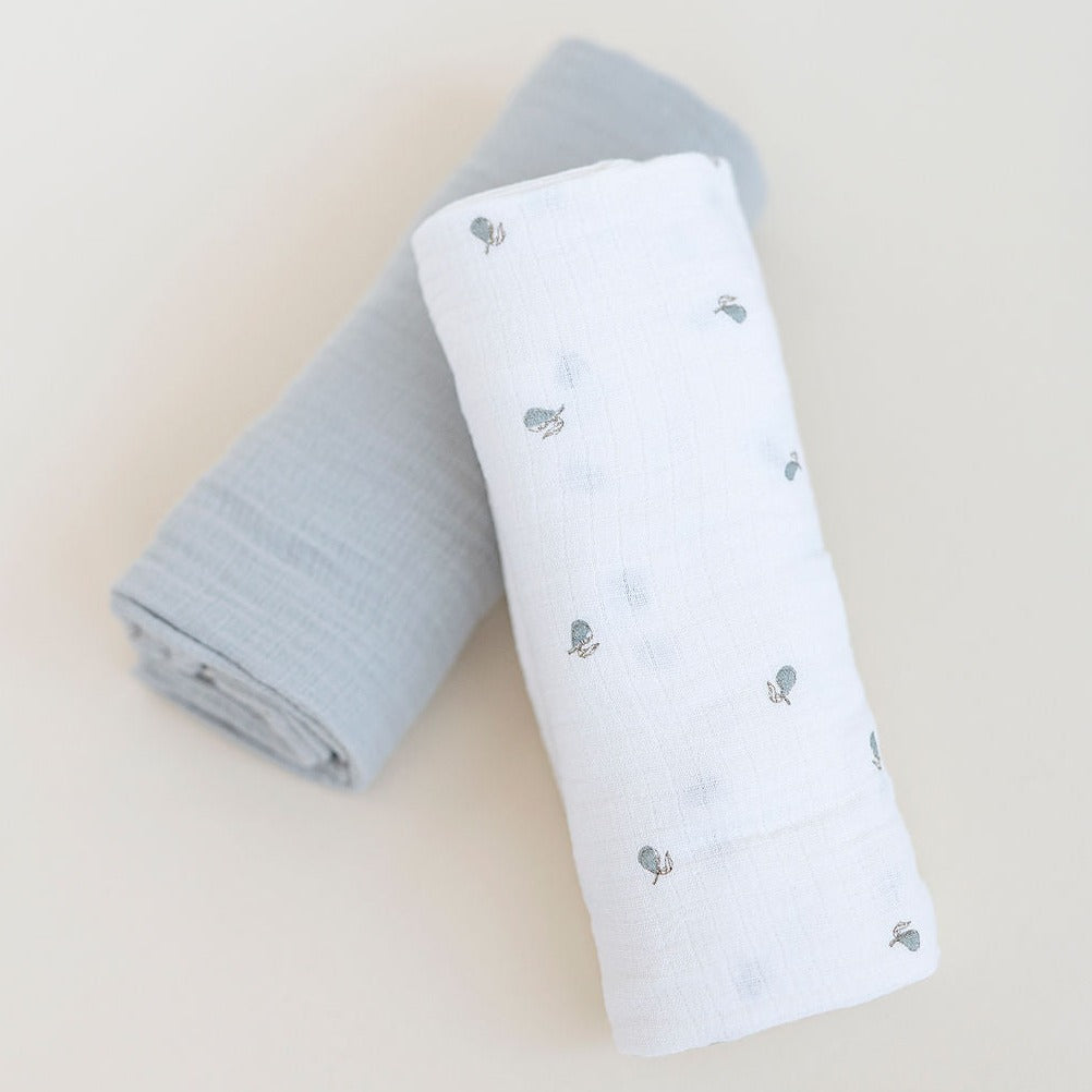 2 Pack Cotton Muslin Swaddle Blanket - Sage Pear