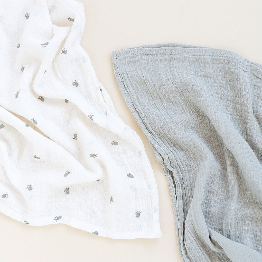2 Pack Cotton Muslin Swaddle Blanket - Sage Pear