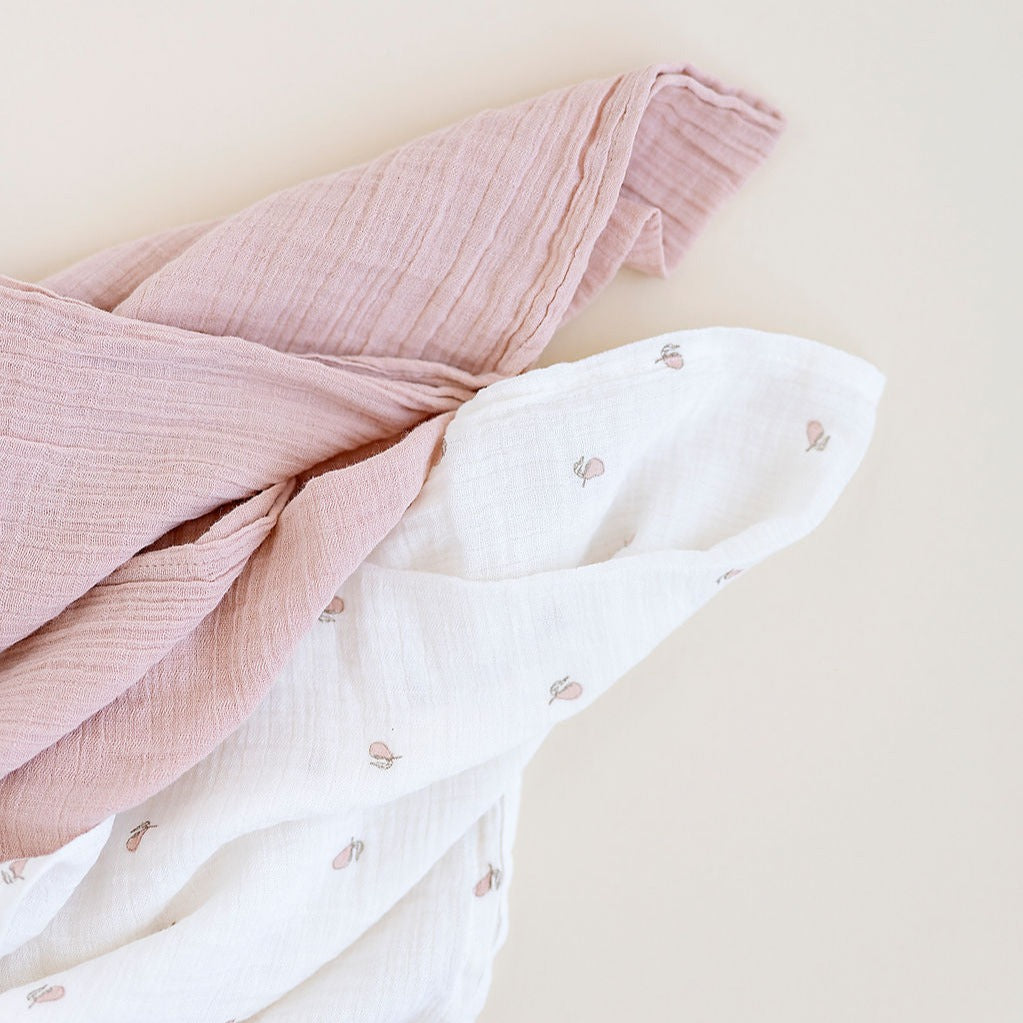 2 Pack Cotton Muslin Swaddle Blanket - Pink Pear