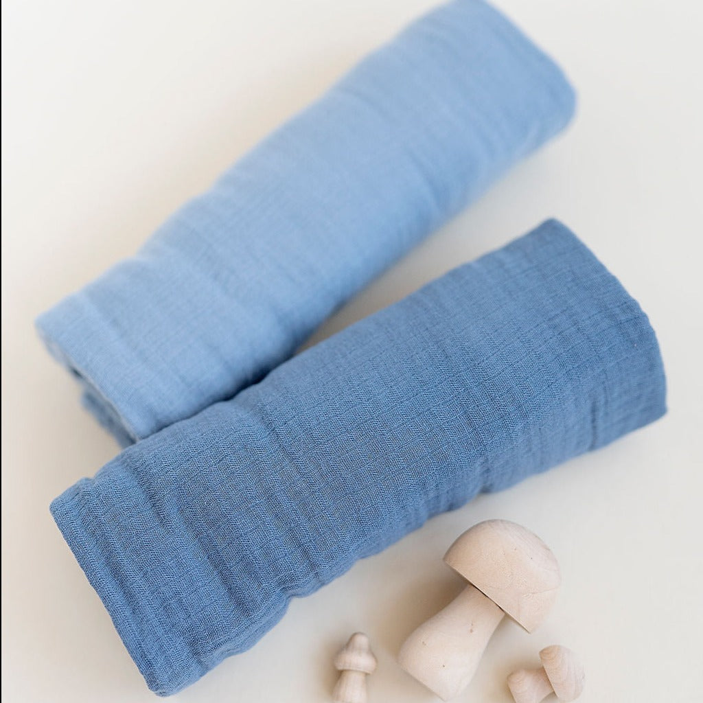 2 Pack Cotton Muslin Swaddle Blanket - Lush Blue