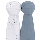 Blue Raindrops Muslin Swaddles Knotted
