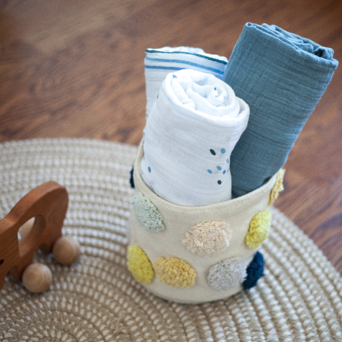 Cotton Muslin Swaddle Blanket - Ocean Blue